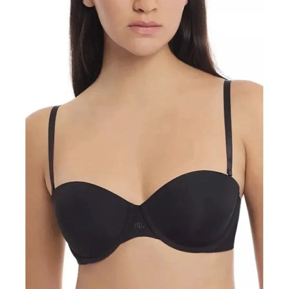 Lauren Ralph Lauren Black 38D Luxe Smoothing Convertible Bra Removable NWT
